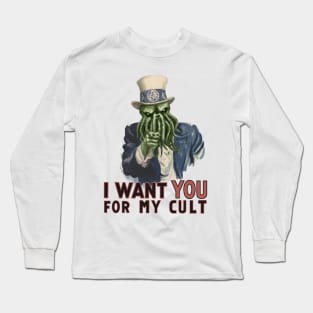 Uncle Sam sign parody -  Cthulhu I want you for my cult Long Sleeve T-Shirt